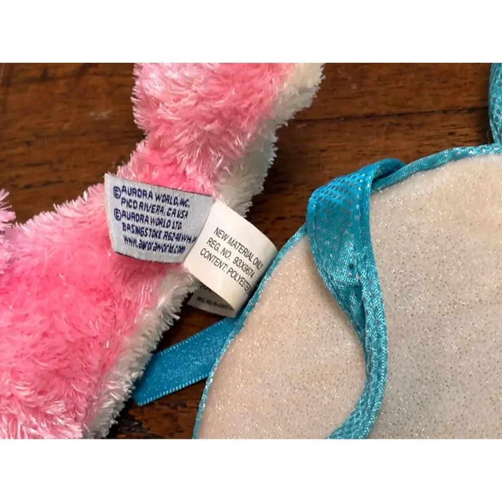 Aurora Fancy Pals Peek A Boo Dolphin Pink Plush Blue White Bag 7